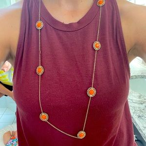 Long Orange Statement Necklace